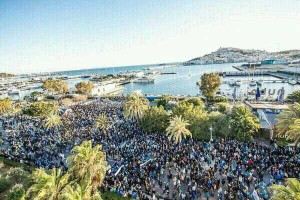 Foto aérea de la manifestación en Ibiza 2014-02-22